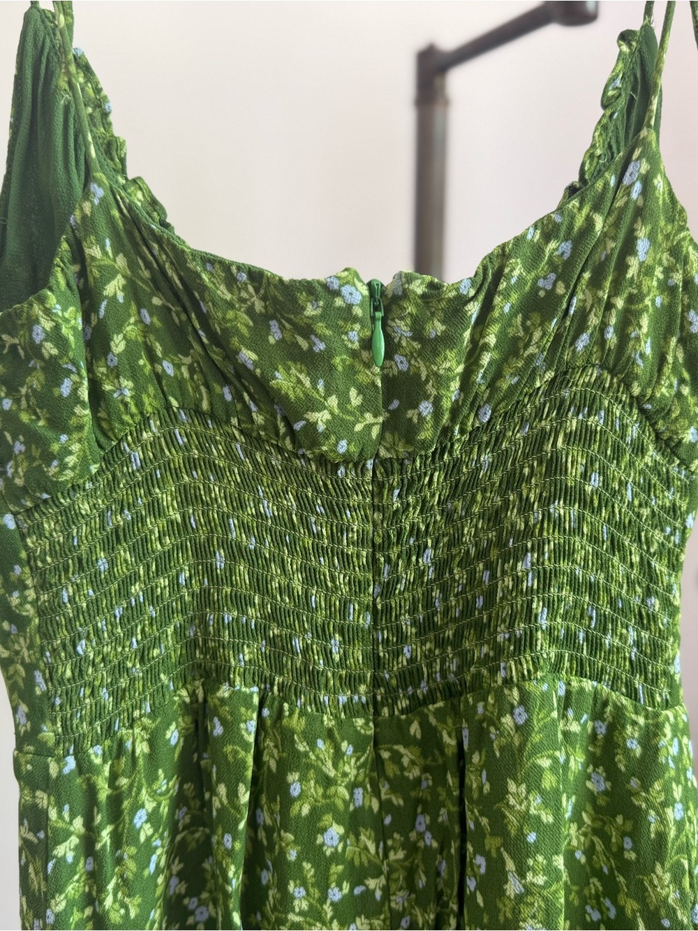 Reformation Green Floral Smocked Mini Dress - Picture 7 of 10